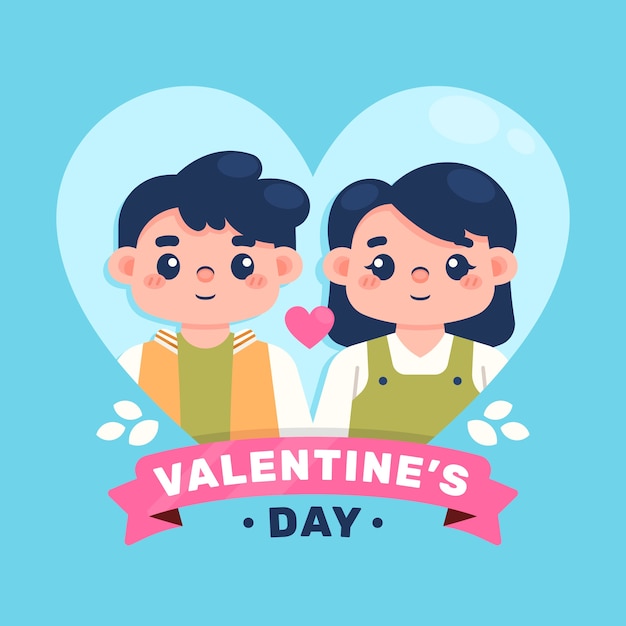 Free vector flat valentine's day illustration