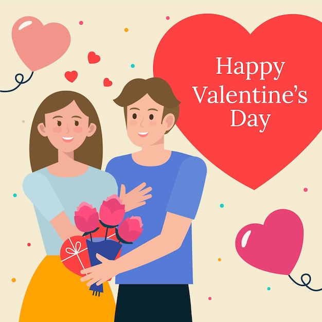 Free vector flat valentine's day illustration