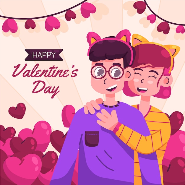 Flat valentine's day illustration