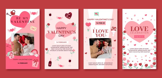 flat valentine's day instagram stories collection