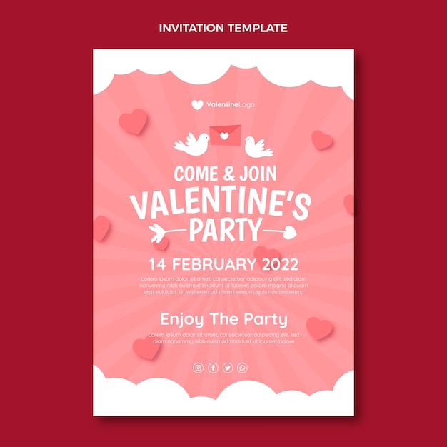 Free vector flat valentine's day invitation template