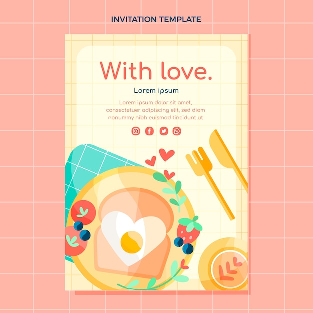 Free vector flat valentine's day invitation template