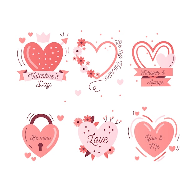 Collezione di etichette / badge piatta per san valentino