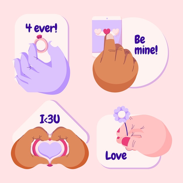 Free vector flat valentine's day labels collection