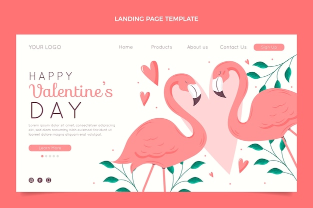 Free vector flat valentine's day landing page template