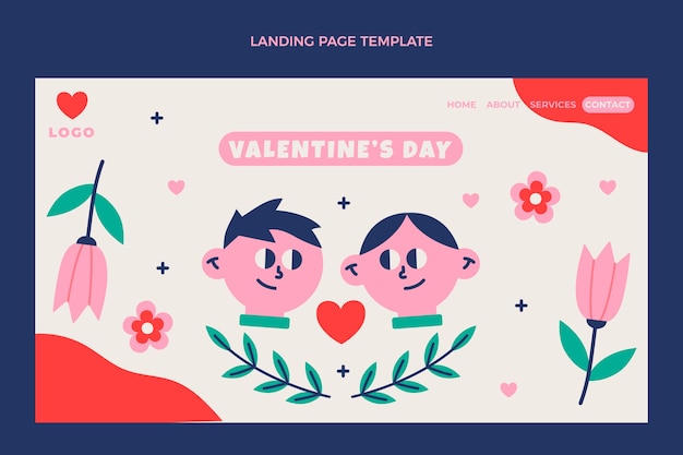 Free vector flat valentine's day landing page template