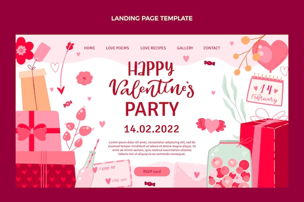 Free vector flat valentine's day landing page template