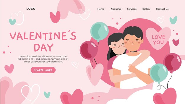 Free vector flat valentine's day landing page template