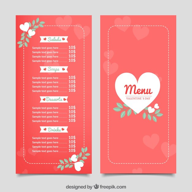 Flat valentine's day menu