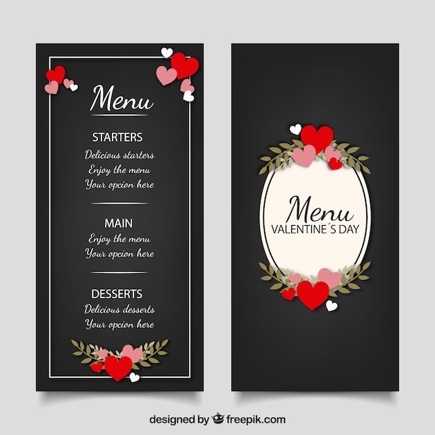 Menu piatto di san valentino