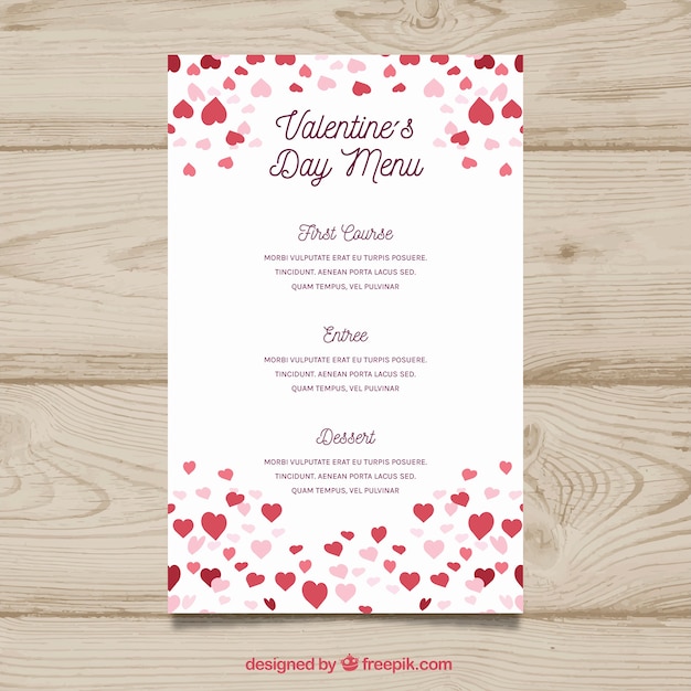 Free vector flat valentine's day menu