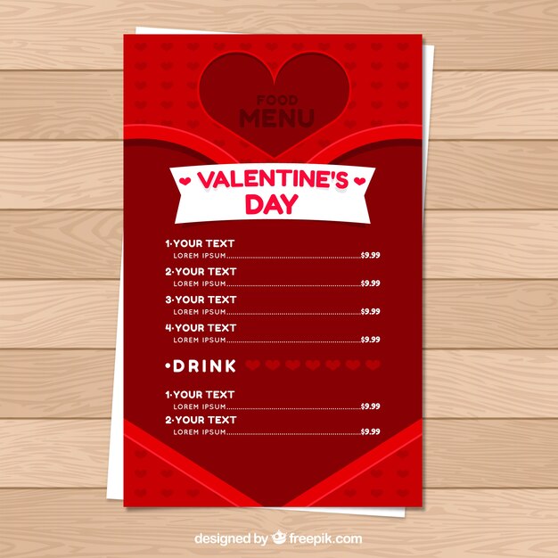 Flat valentine's day menu