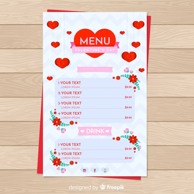 Flat valentine's day menu