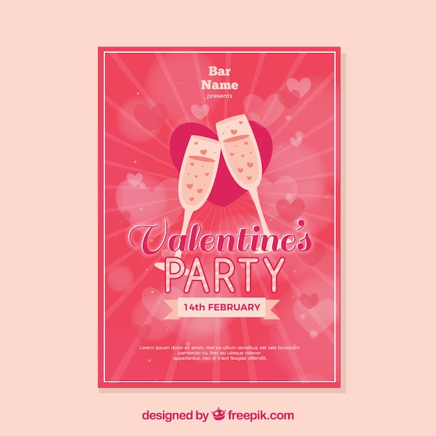 Free vector flat valentine's day party flyer/poster