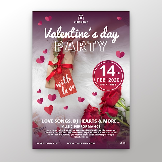 Flat valentine's day party flyer/poster