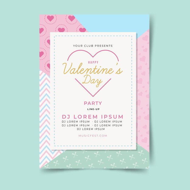 Flat valentine's day party flyer template