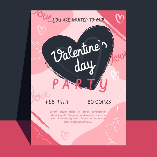 Flat valentine's day party flyer template