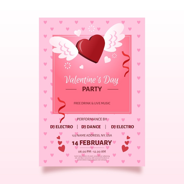 flat valentine's day party flyer