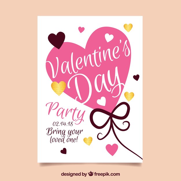 Flat valentine's day party poster