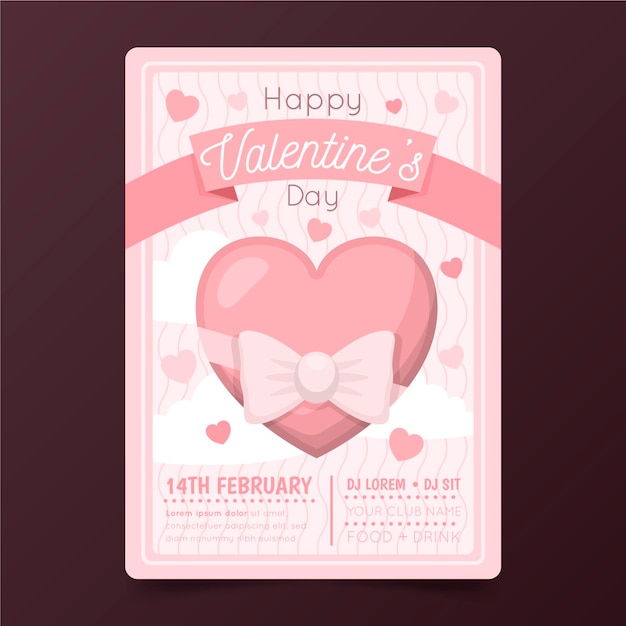 Flat valentine's day party poster