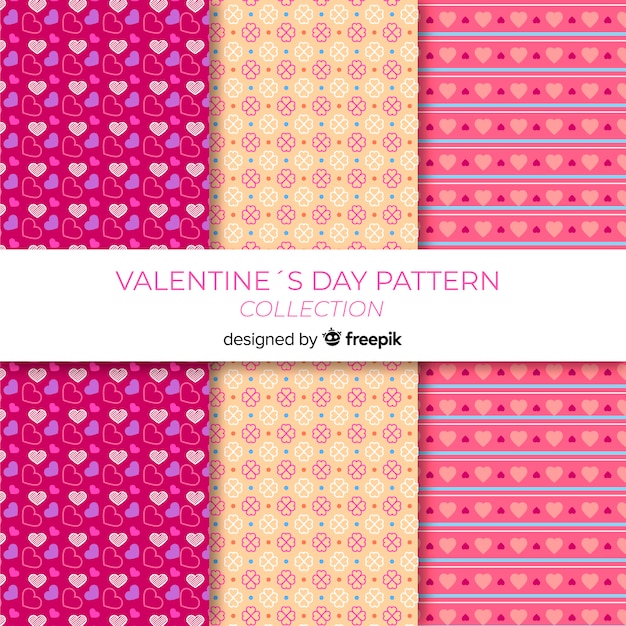 Flat valentine's day pattern collecion