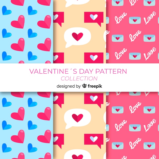 Flat valentine's day pattern collecion