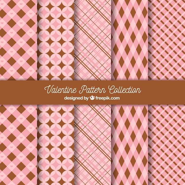 Flat valentine's day pattern collection