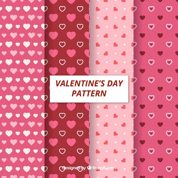 Flat valentine's day pattern collection