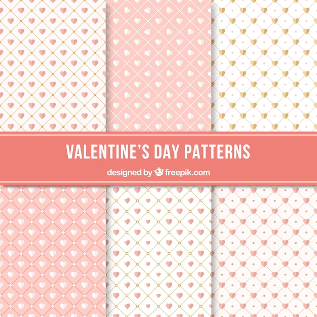 Free Vector flat valentine's day pattern collection