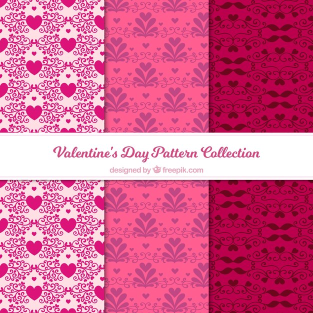 Flat valentine's day pattern collection