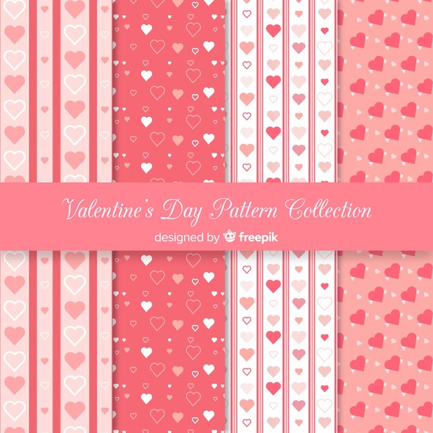 Flat valentine's day pattern collection