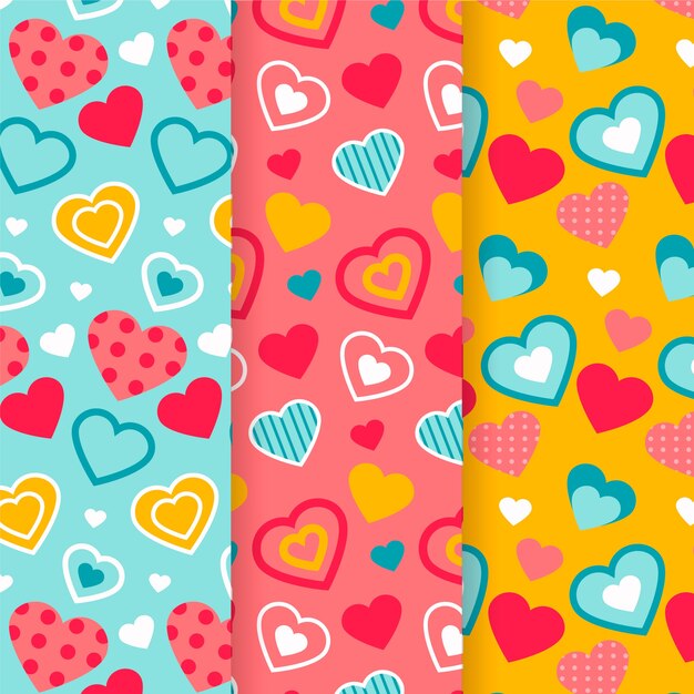 Flat valentine's day pattern collection