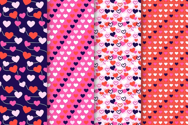 Flat valentine's day pattern collection