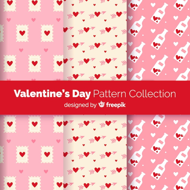 Flat valentine's day pattern pack