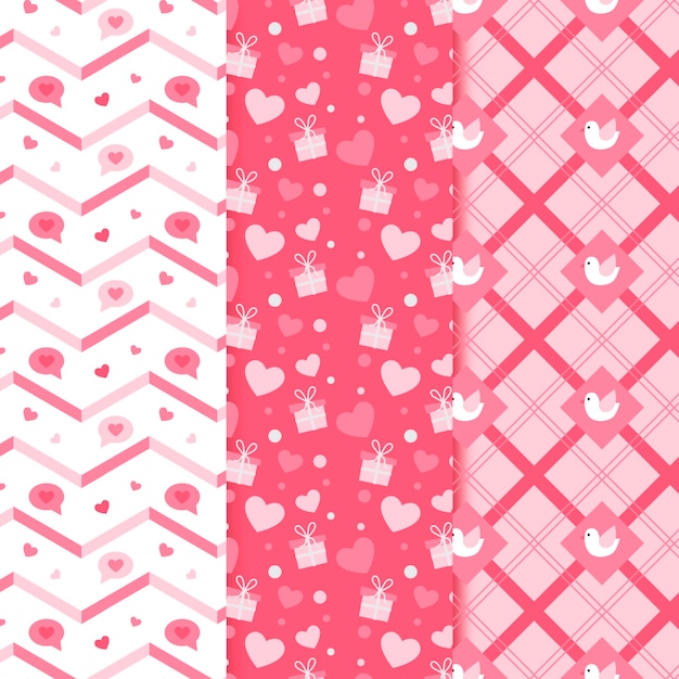 Free vector flat valentine's day pattern pack