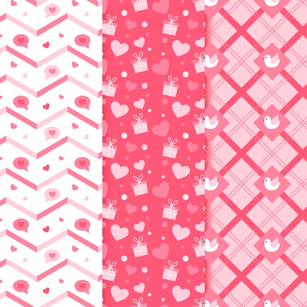 Flat valentine's day pattern pack