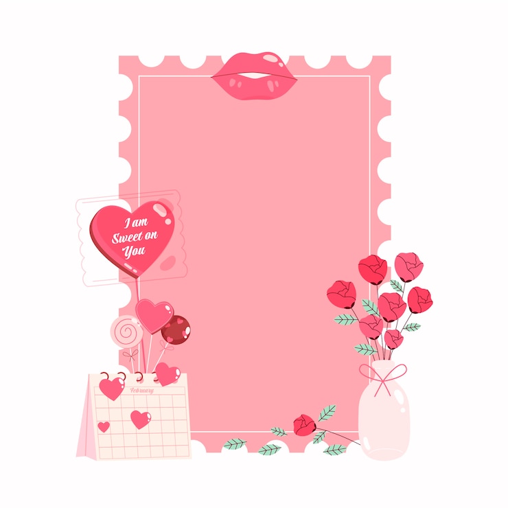 Free Vector flat valentine's day photo frame template