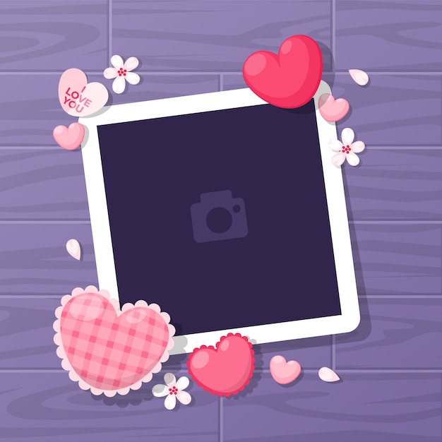 Free vector flat valentine's day photo frame template