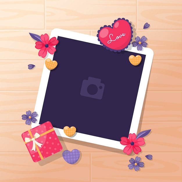 Free vector flat valentine's day photo frame template