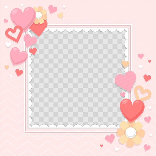 Flat valentine's day photo frame template