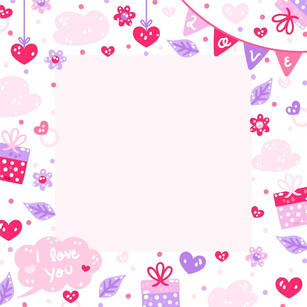 Free vector flat valentine's day photo frame template