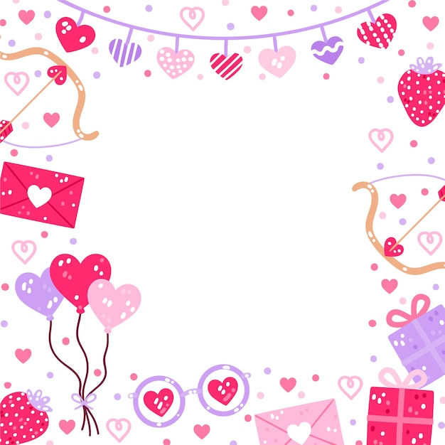 Бесплатное векторное изображение Плоский шаблон фоторамки на день святого валентина