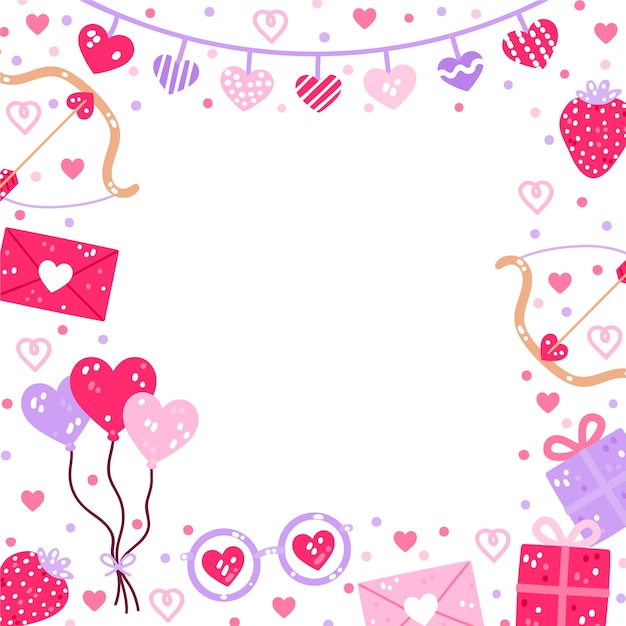 Flat valentine's day photo frame template