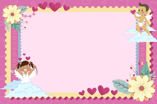 Flat valentine's day photo frame template