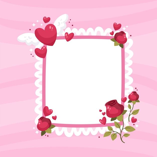 Free vector flat valentine's day photo frame template