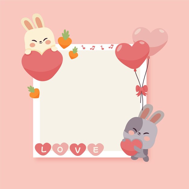 Flat valentine's day photo frame template