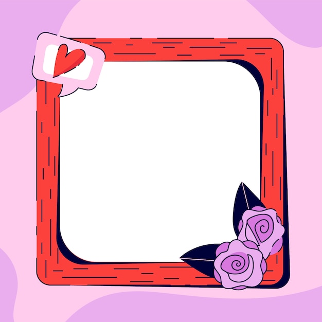Flat valentine's day photo frame template