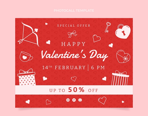 Flat valentine's day photocall template