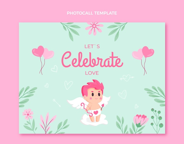 Free vector flat valentine's day photocall template