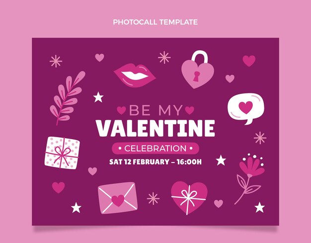 Flat valentine's day photocall template